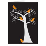 Five Orange Birds in a Tree Card