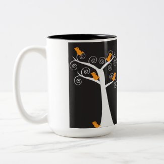 Five Orange Birds in a Tree Mug