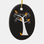 Five Orange Birds in a Tree Ornament