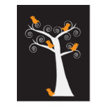 Five Orange Birds in a Tree Postcard