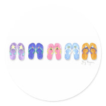 Five Pairs of Flip-Flops Sticker by ginyhogan Five Pairs of Flip-Flops Sticker