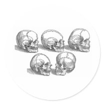 Five Skulls Round Stickers
