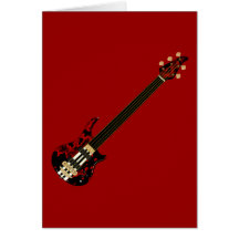 Five String Fretles Bass Guitar (red blob) Card