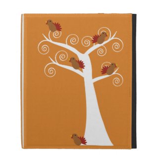 Five Thanksgiving Turkeys in Tree ipad folio case