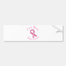 Five Year Survivor (Circle Pink Ribbon) Bumper Sticker