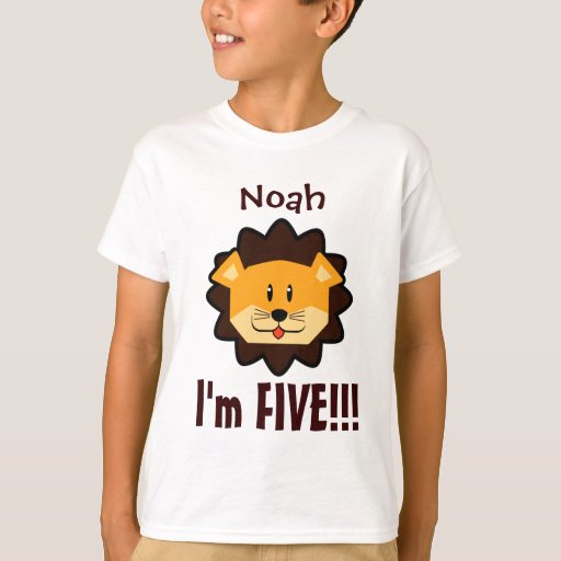 Five Years 5th Birthday Cute Lion Face V030N T-Shirt