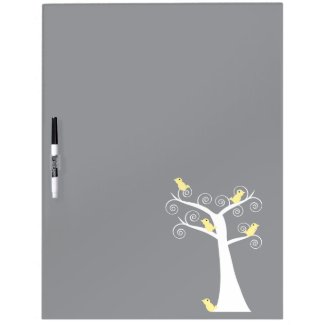 Five Yellow Birds in a Tree Dry Erase Board