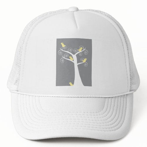 Five Yellow Birds in a Tree Hat
