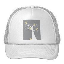Five Yellow Birds in a Tree Hat