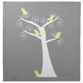 Five Yellow Birds in a Tree Napkins