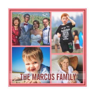 Fix Red Border Custom Family Photo Collage Canvas Print