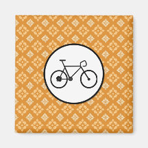 Fixie Bike Fixed Gear Bicycle on Orange Pattern Refrigerator Magnets