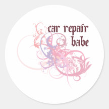 Fixing Cars Babe Round Sticker
