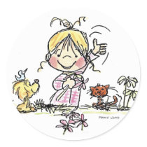 FL-001 Girl Waving stickers