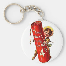 Flag 4th of July Patriotic Vintage Postcard Art Key Chain