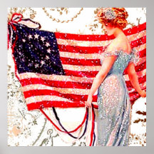 Flag 4th of July Patriotic Vintage Postcard Art Poster