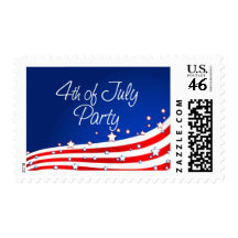 Flag and Background 4th of July Party Stamp