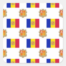 Flag and Crest of Andorra Square Sticker