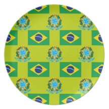 Flag and Crest of Brazil Dinner Plates