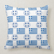 Flag and Crest of Greece Throw Pillows