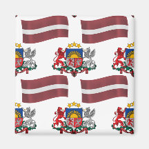Flag and Crest of Latvia Fridge Magnet