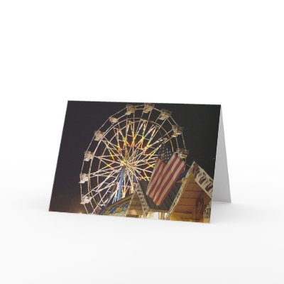 Flag and Ferris Wheel at the Fair Greeting Cards by bhbphotos