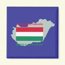 Flag and Map Hungary Magnet