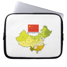 Flag and Map of China Laptop Sleeves