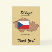 Flag and Map of Czech Republic Thank You Card
