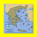 Flag and Map of Greece magnets