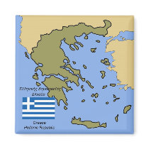 Flag and Map of Greece Refrigerator Magnets