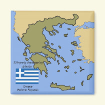 Flag and Map of Greece Refrigerator Magnets