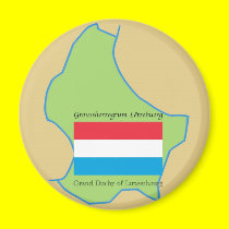 Flag and Map of Luxembourg magnets
