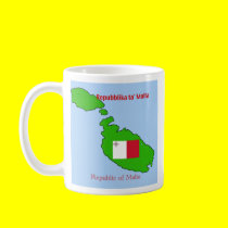 Flag and Map of Malta mugs