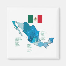Flag and Map of Mexico Refrigerator Magnet