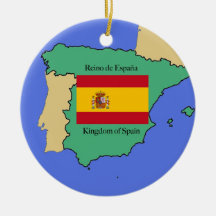 Flag and Map of Spain Ornament