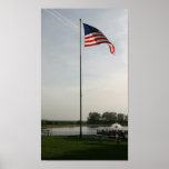Flag at sunset posters
