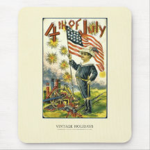 Flag Boy 4th of July Mouse Mat