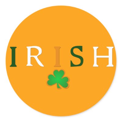 Flag Colored Irish with Shamrock Design Round Stickers by mrssocolov