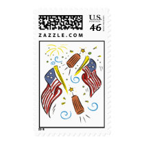 Flag, Firecracker and Fireworks 4th of July Stamps