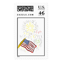 Flag & Fireworks postage