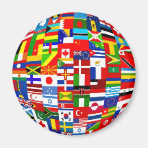 Flag Globe Fridge Magnets