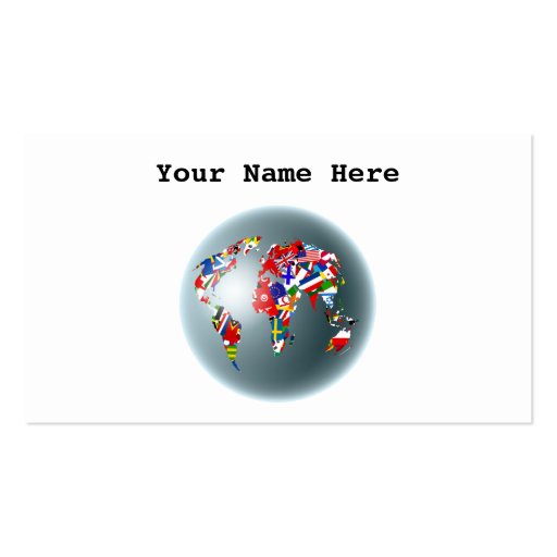 Flag Globe, Your Name Here Business Cards (front side)