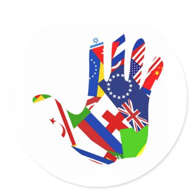 Flag Hand Round Stickers by prawny