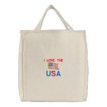 Flag I Love the USA Embroidered Tote Bag embroidered bags by embroidered Flag I Love the USA Embroidered Tote Bag embroidered bags
