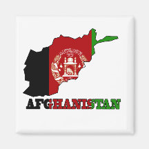 Flag in Map of Afghanistan Fridge Magnets
