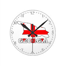 Flag in Map of Georgia Round Wallclocks