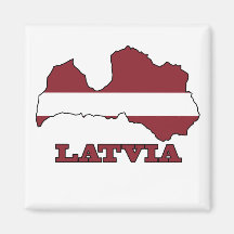 Flag in Map of Latvia Magnets