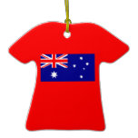 Flag of Australia on Ceramic T Shirt Ornament