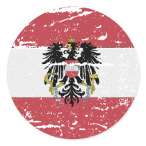 FLAG OF AUSTRIA COAT OF ARMS ROUND STICKER